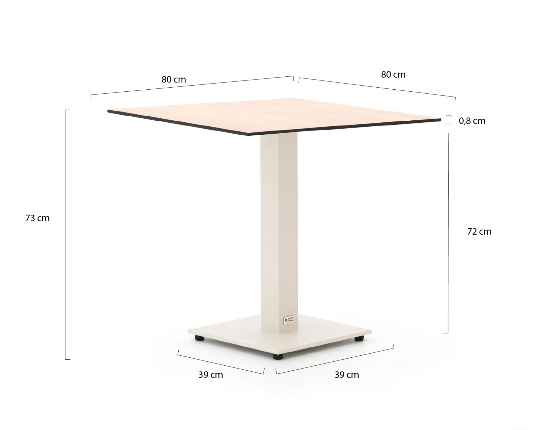 Forza Orta tuintafel 80x80x73cm