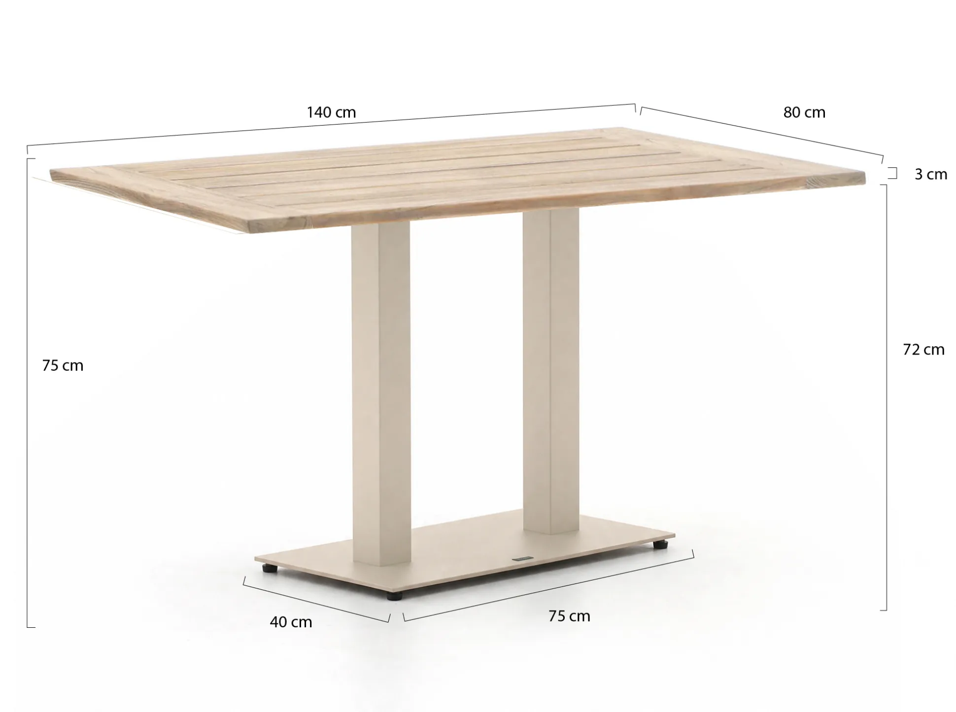 Forza Orta tuintafel 140x80x75cm