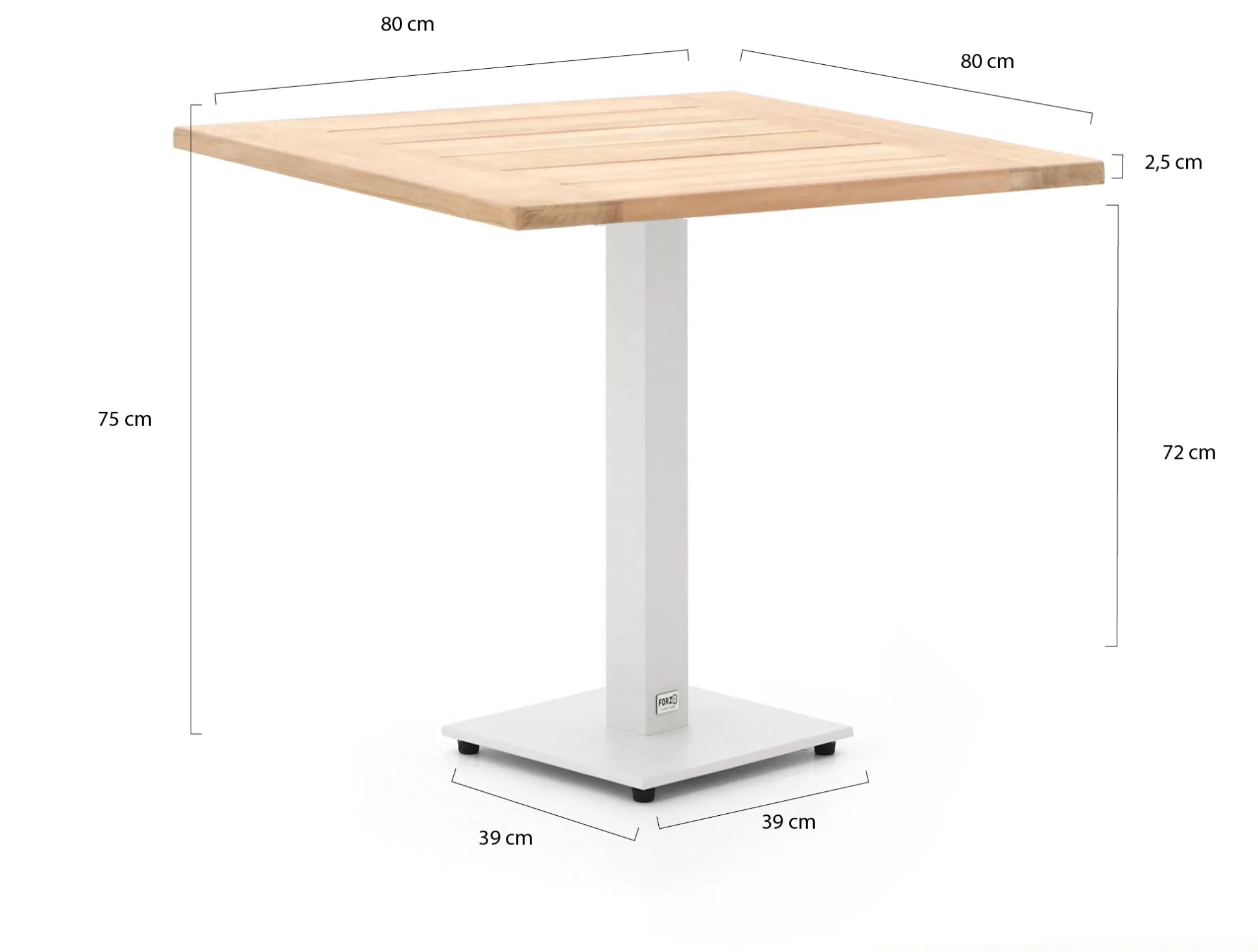 Forza Orta tuintafel 80x80x75cm