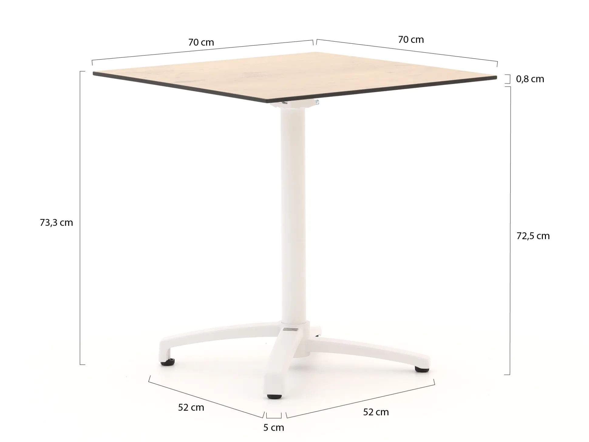 Forza Ripi/Canzo 70cm dining tuinset 3-delig stapelbaar inklapbaar