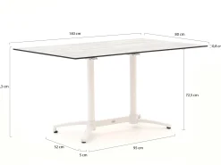 Forza Ripi/Canzo 140cm dining tuinset 5-delig stapelbaar inklapbaar