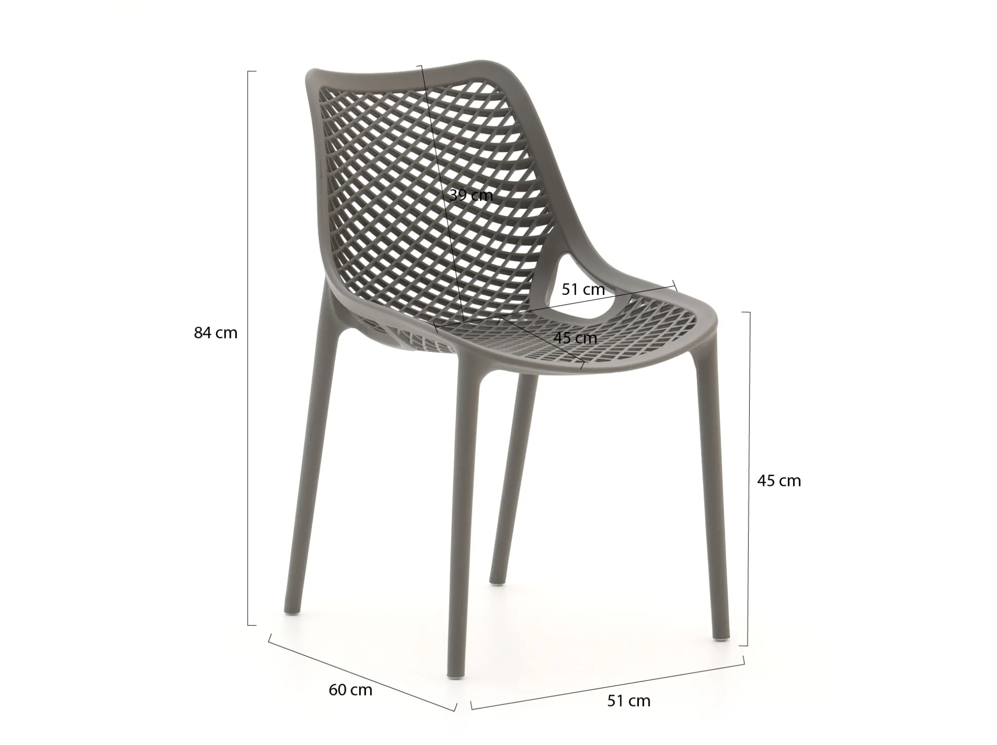 Forza Ripi/Sestino 90cm dining tuinset 5-delig stapelbaar