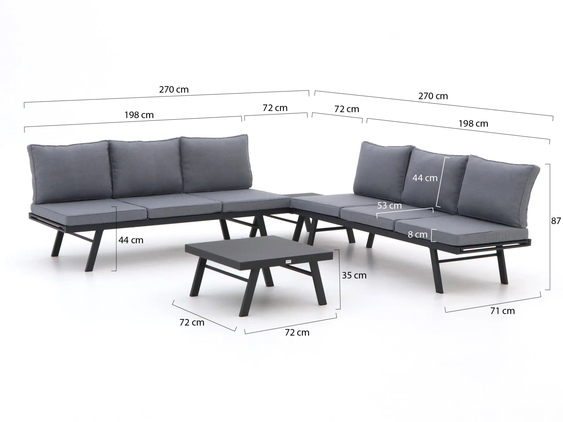 Forza Vadena hoek loungeset 4-delig verstelbaar
