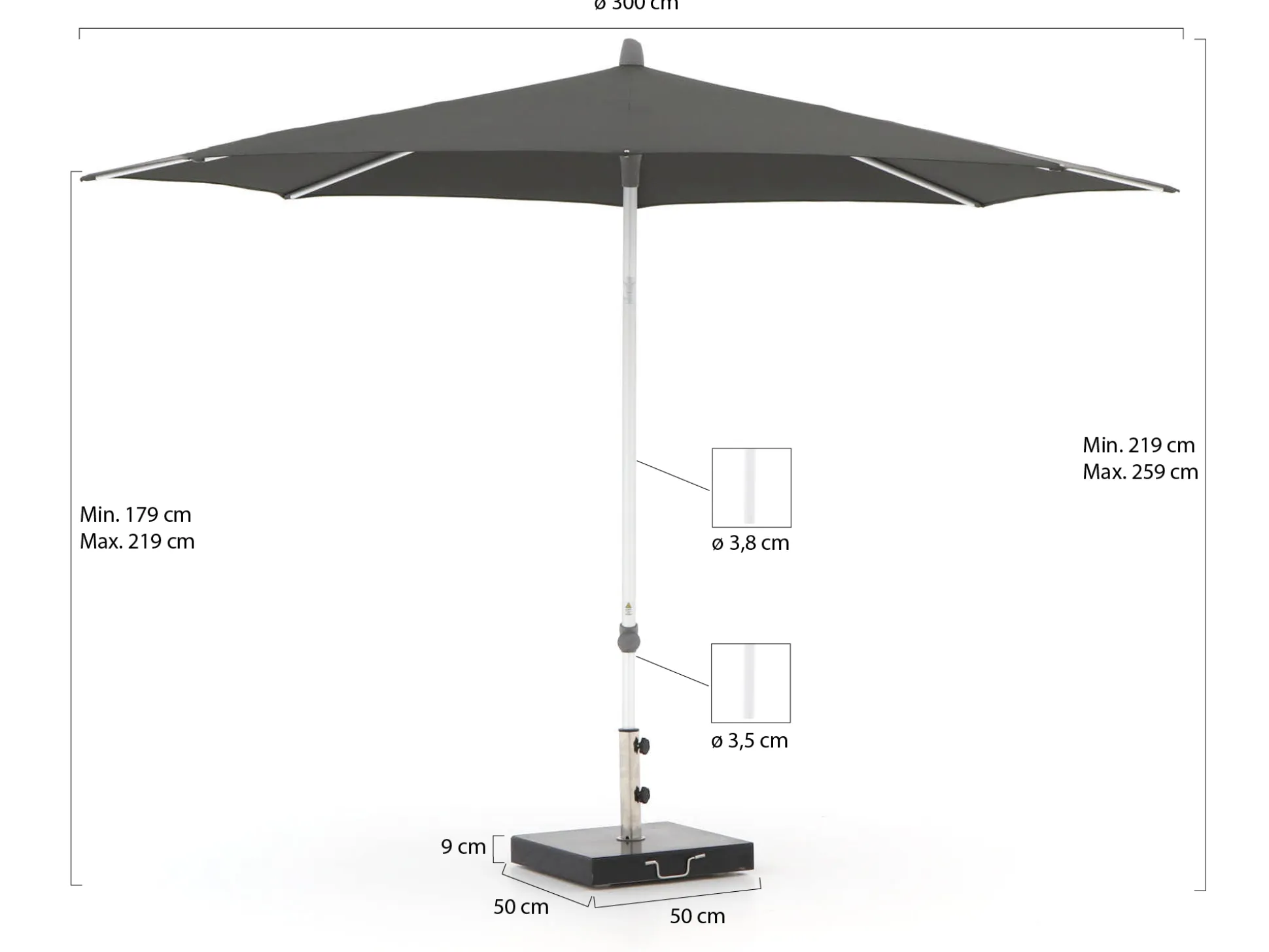 Glatz Alu-Smart parasol ø 300cm