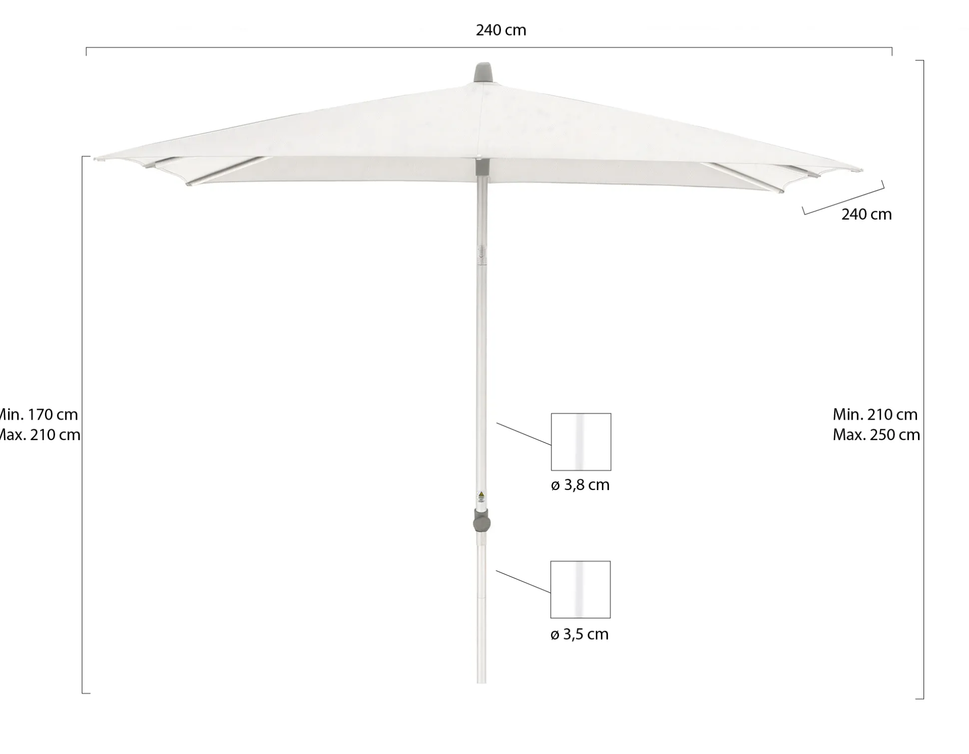 Glatz Alu-Smart parasol 240x240cm