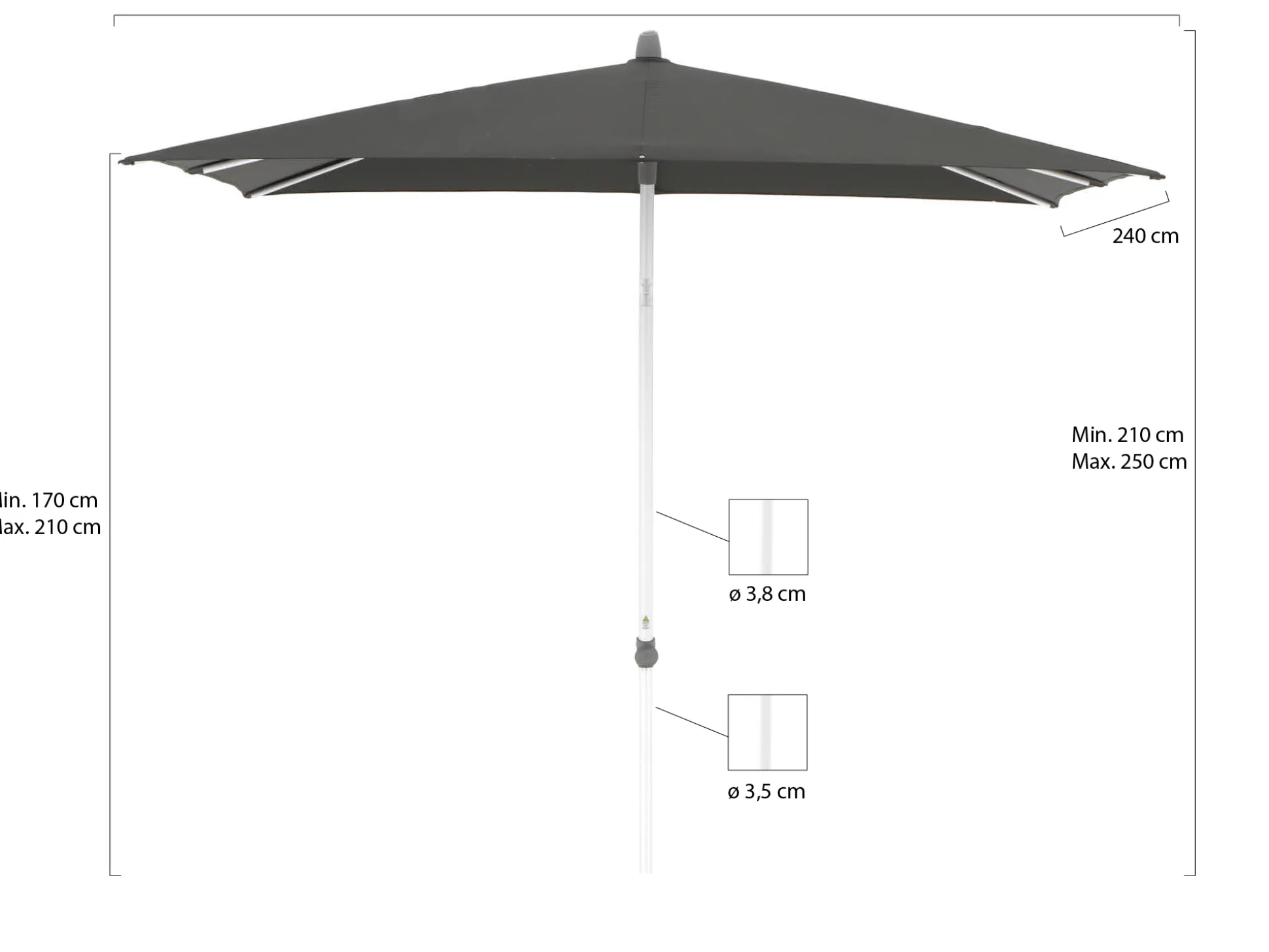 Glatz Alu-Smart parasol 240x240cm