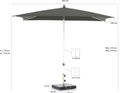 Glatz Alu-Smart parasol 250x200cm