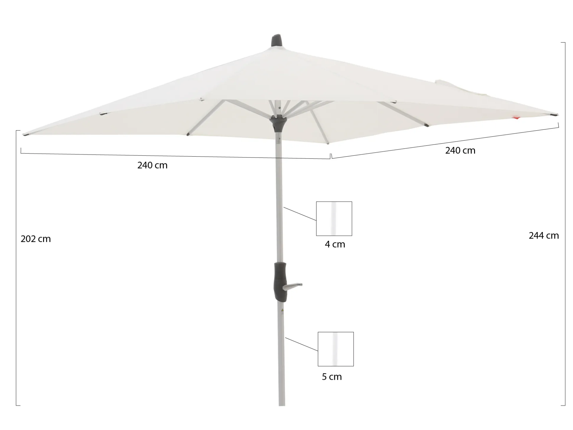 Glatz Alu-Twist parasol 240x240cm