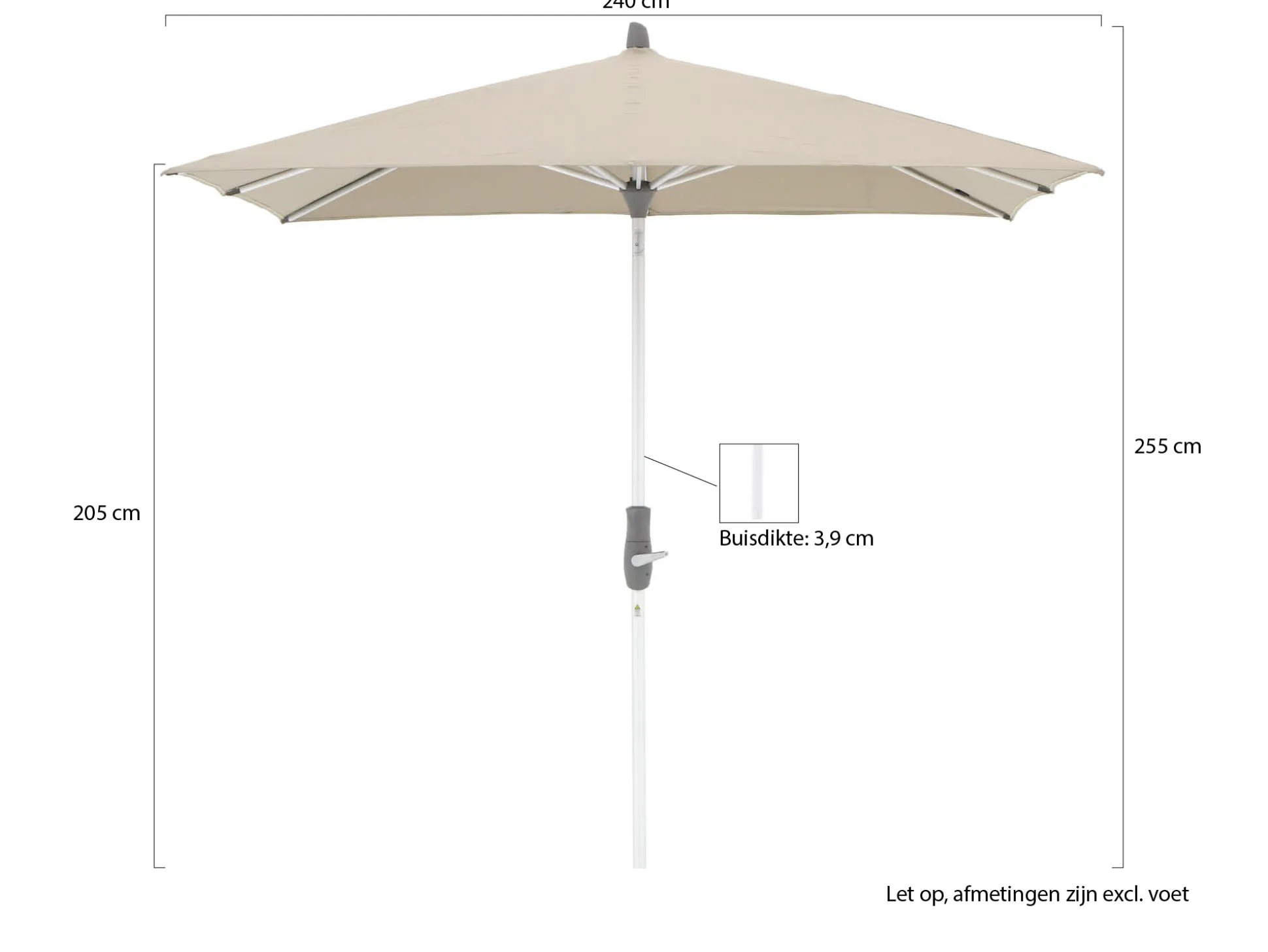 Glatz Alu-Twist parasol 240x240cm