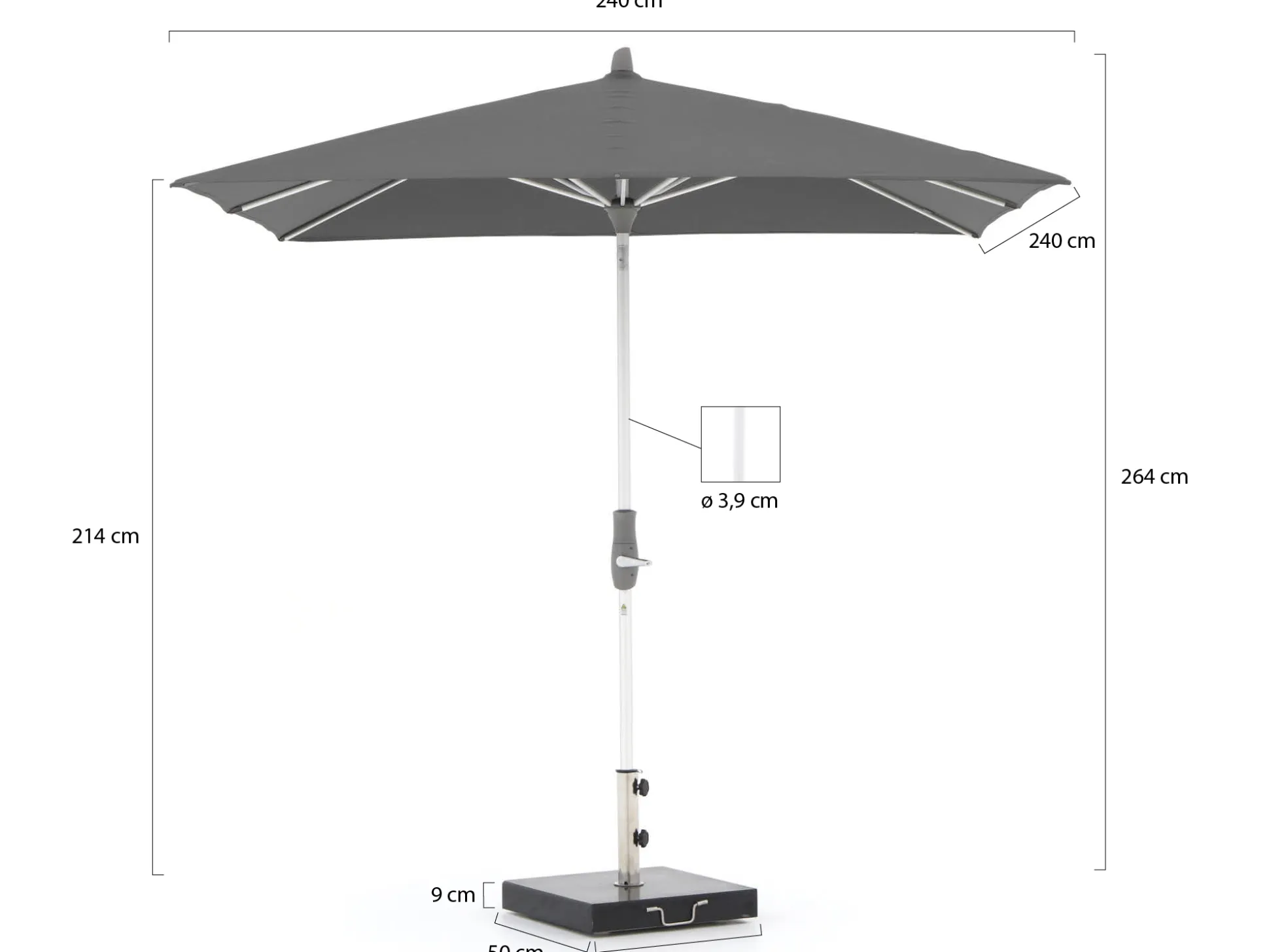 Glatz Alu-Twist parasol 240x240cm