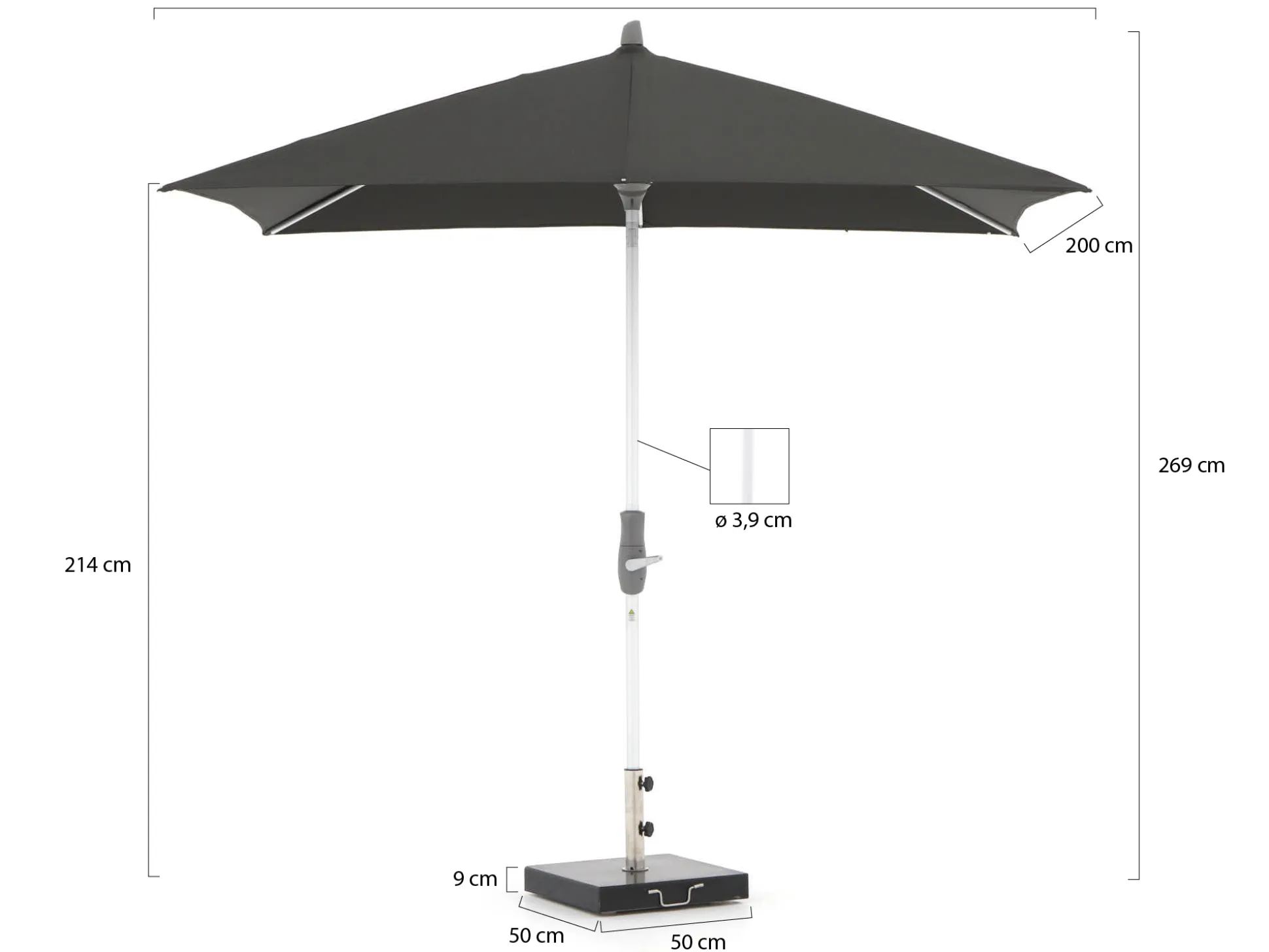 Glatz Alu-Twist parasol 250x200cm