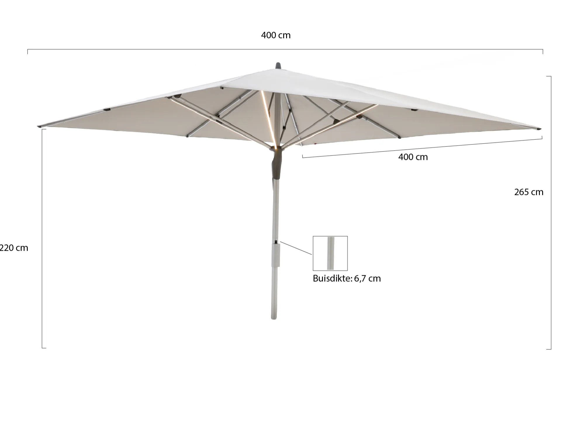 Glatz Fortello LED parasol 400x400cm