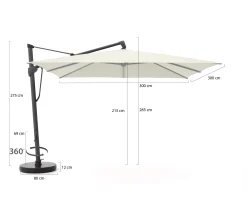 Glatz Sombrano S+ Easy zweefparasol 300x300cm