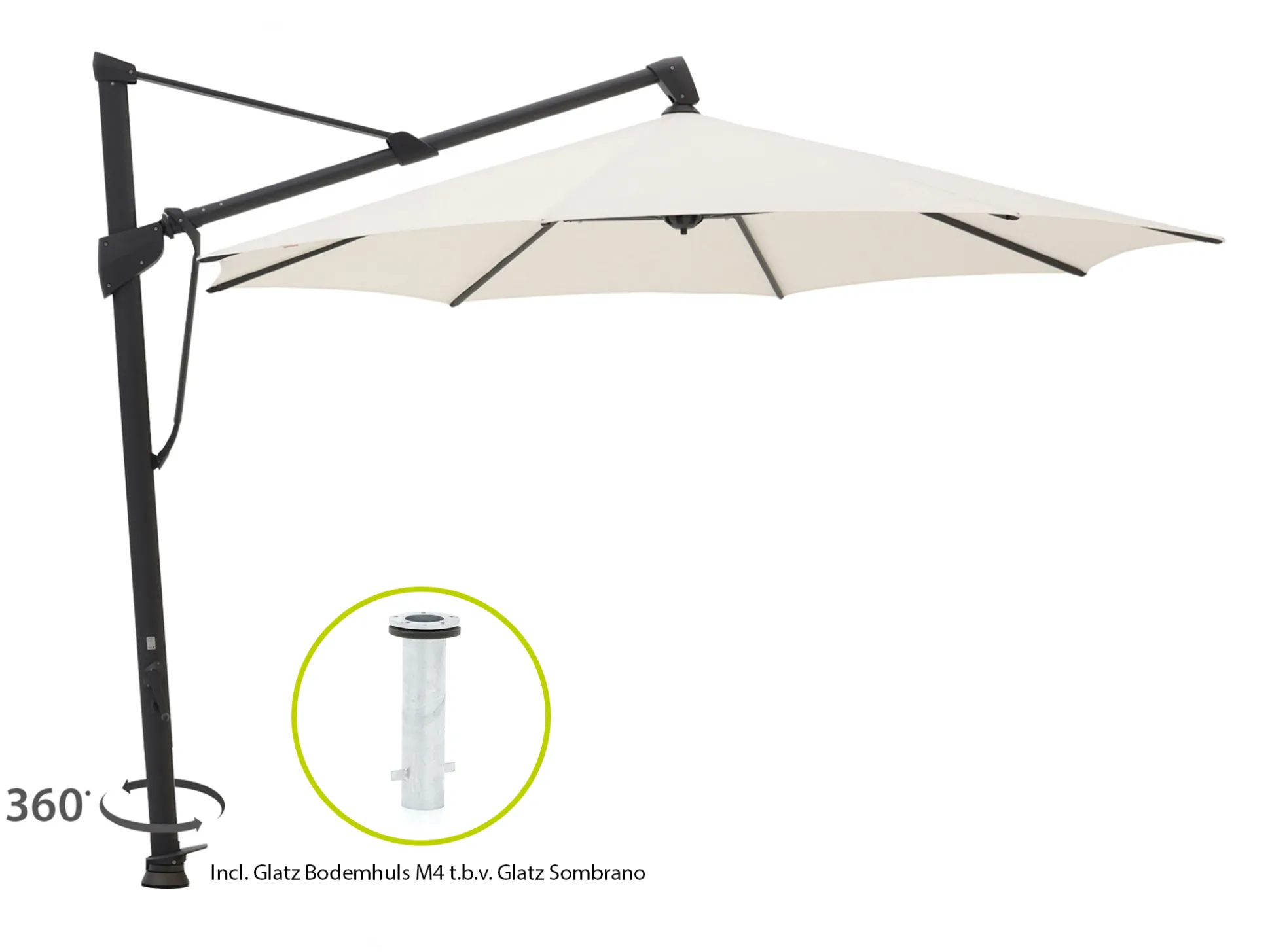 Glatz Sombrano S+ Easy zweefparasol ø 350cm