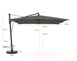 Glatz Sombrano S+ Easy zweefparasol 300x300cm