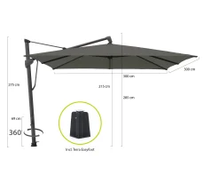 Glatz Sombrano S+ Easy zweefparasol 300x300cm