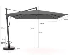 Glatz Sombrano S+ Easy zweefparasol 350x350cm