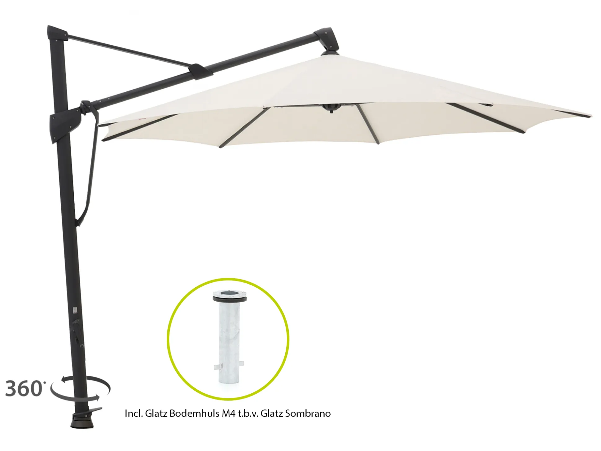 Glatz Sombrano S+ Easy zweefparasol ø 400cm