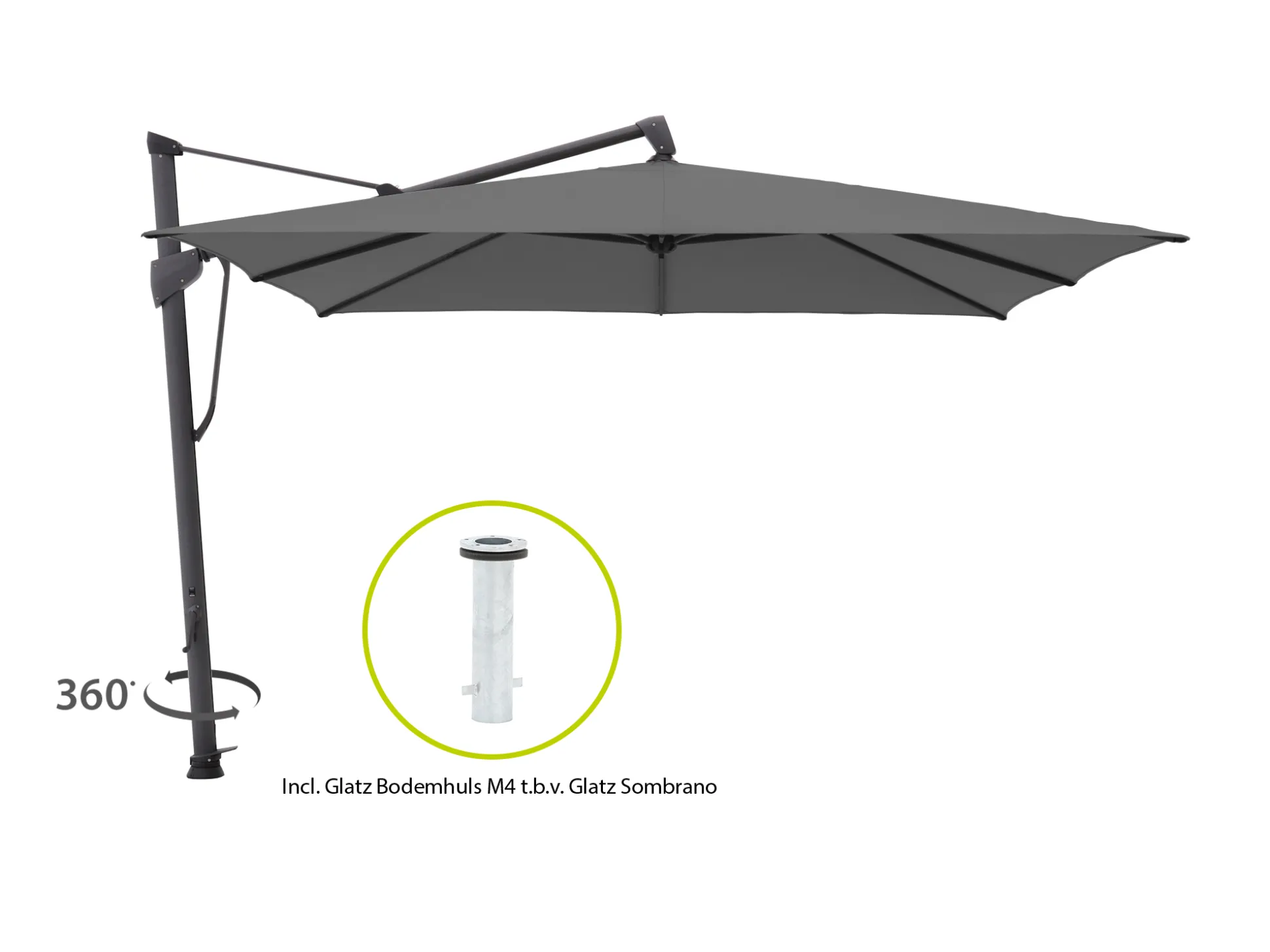 Glatz Sombrano S+ Easy zweefparasol 300x300cm