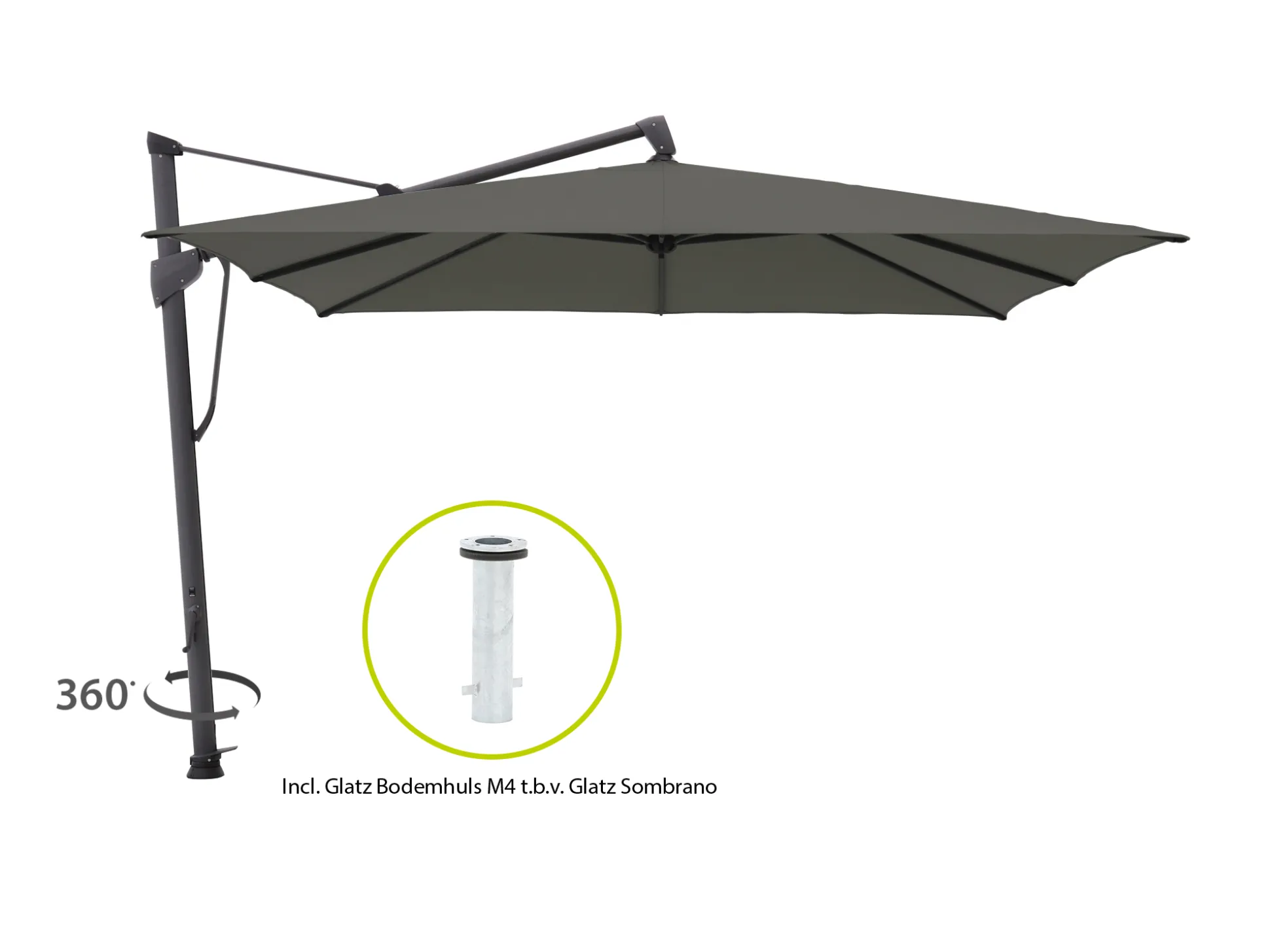 Glatz Sombrano S+ Easy zweefparasol 300x300cm
