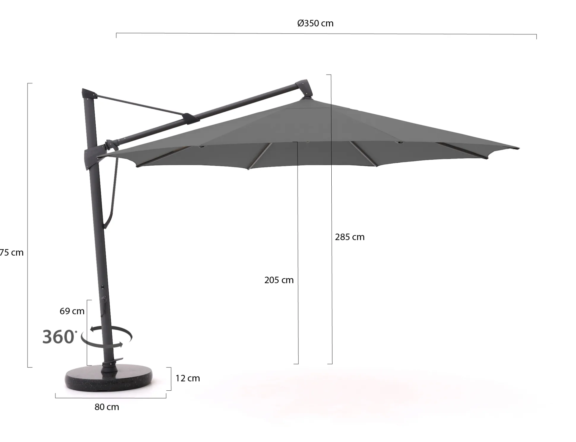 Glatz Sombrano S+ Easy zweefparasol ø 350cm