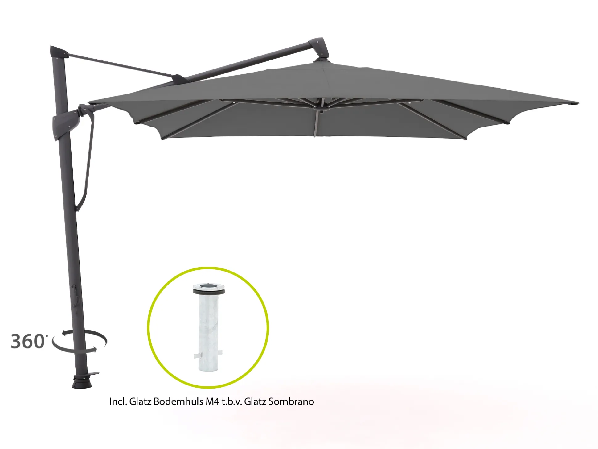 Glatz Sombrano S+ Easy zweefparasol 400x300cm