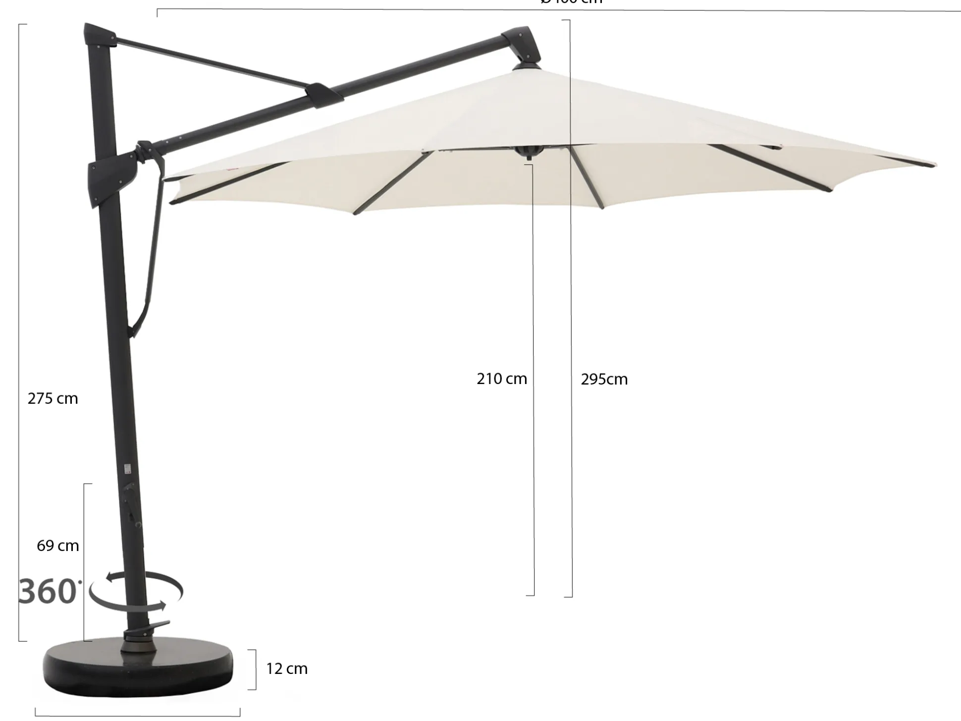 Glatz Sombrano S+ Easy zweefparasol ø 400cm