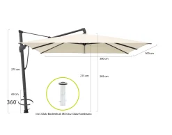 Glatz Sombrano S+ Easy zweefparasol 300x300cm