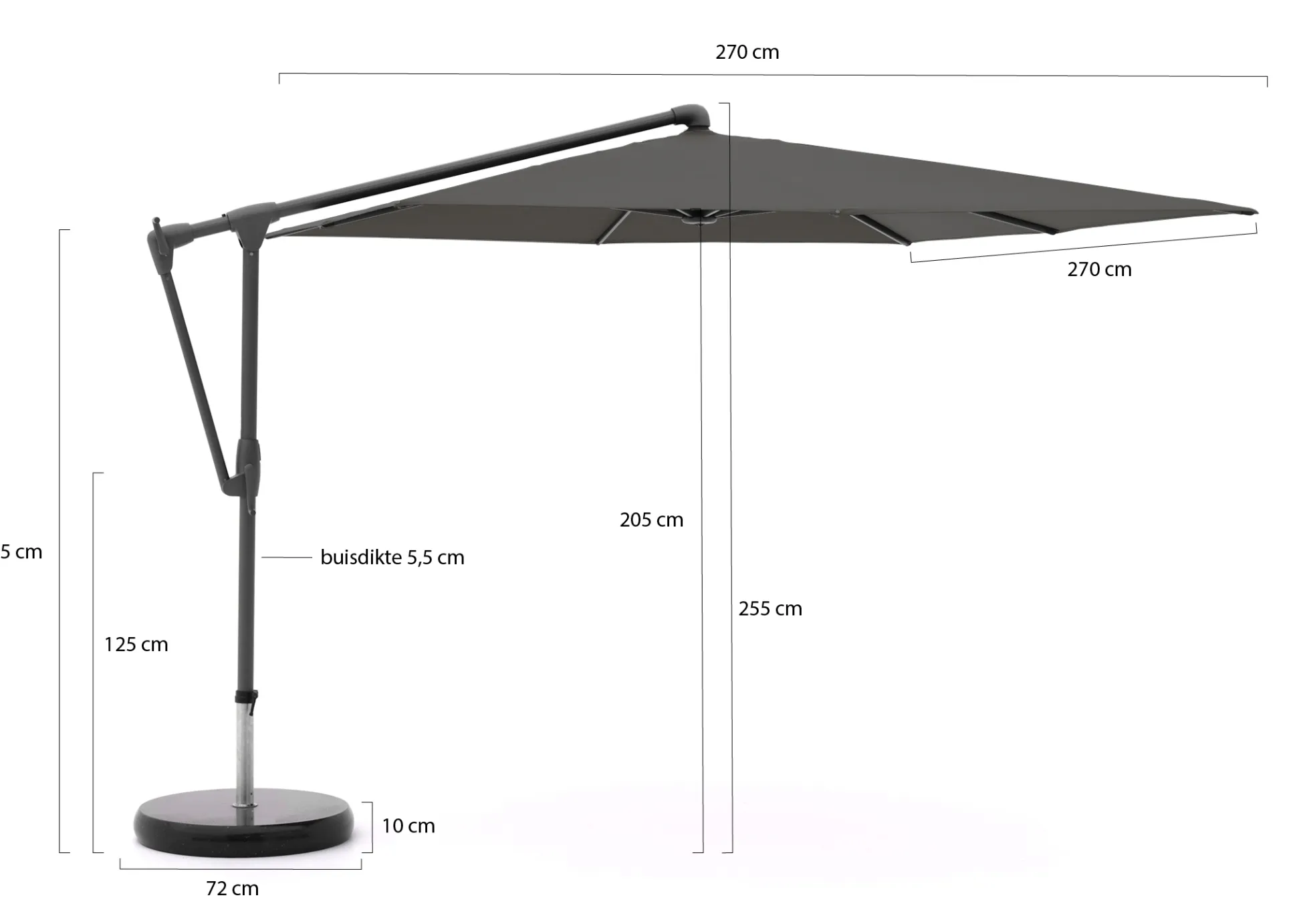Glatz Sunwing Casa zweefparasol 270x270cm