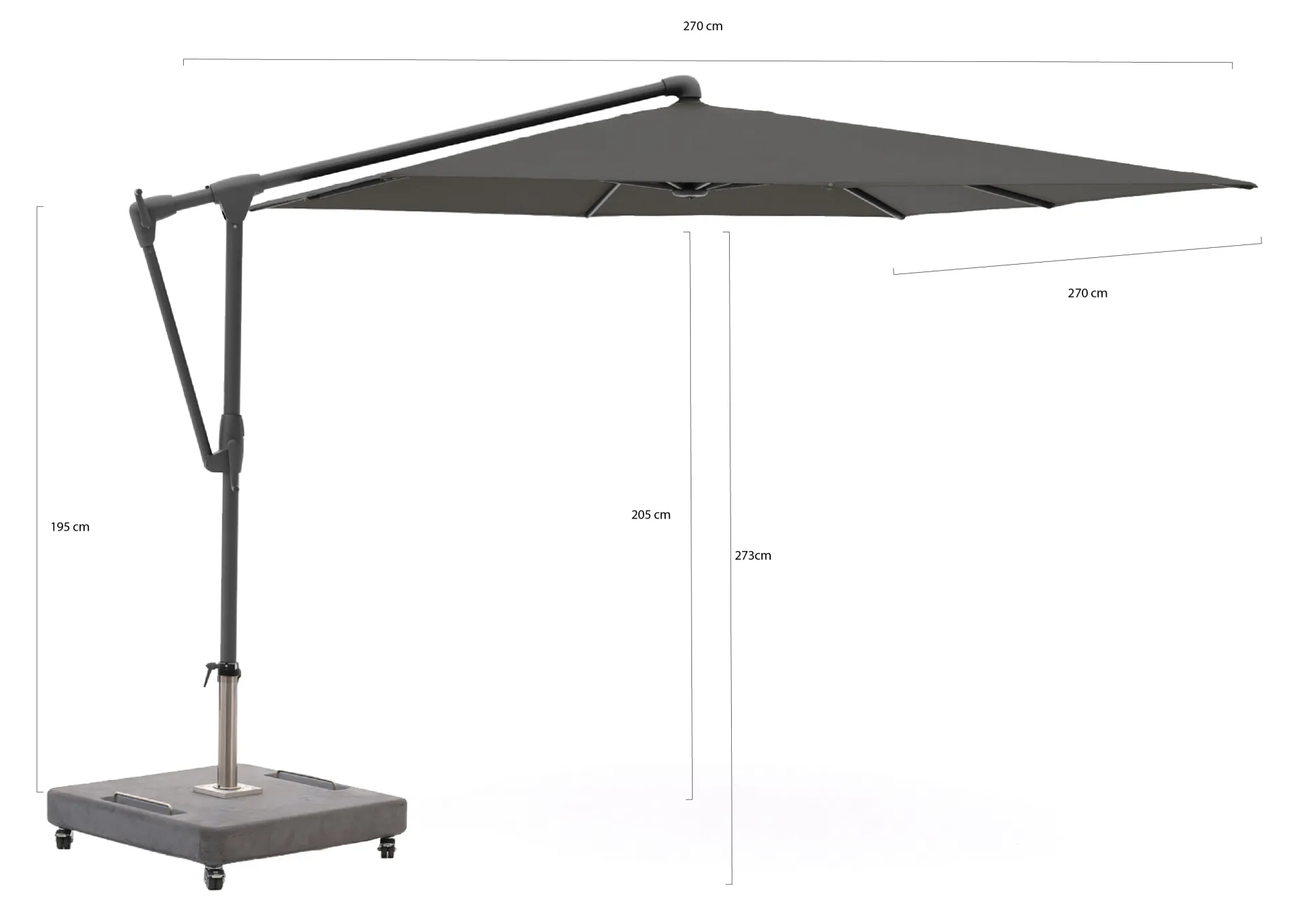 Glatz Sunwing Casa zweefparasol 270x270cm