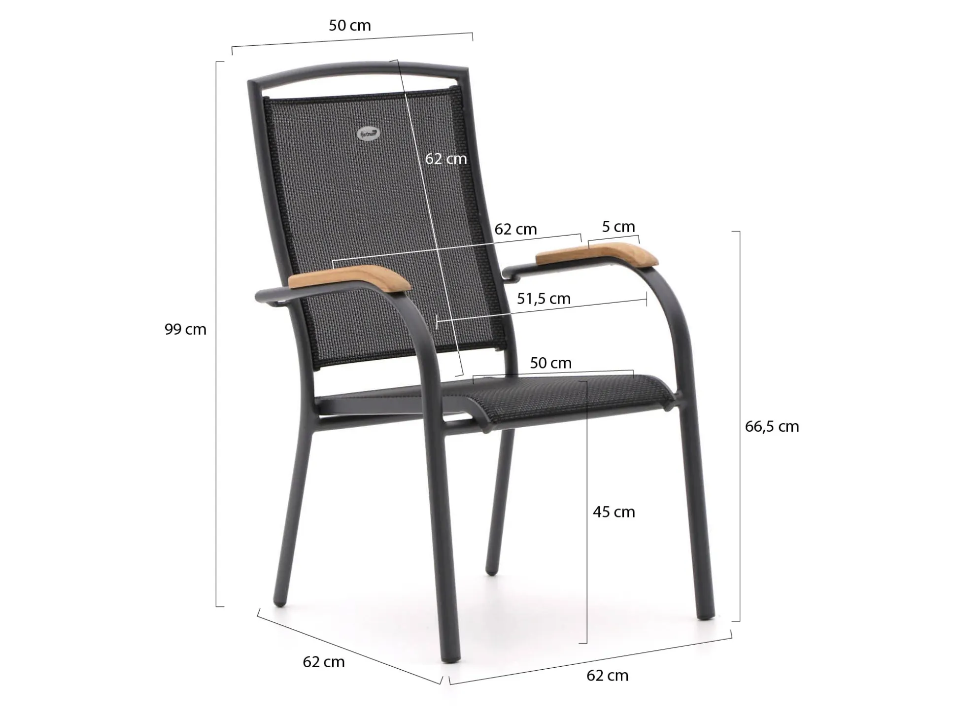 Hartman Raffaelo/Triangular 170cm dining tuinset 7-delig stapelbaar