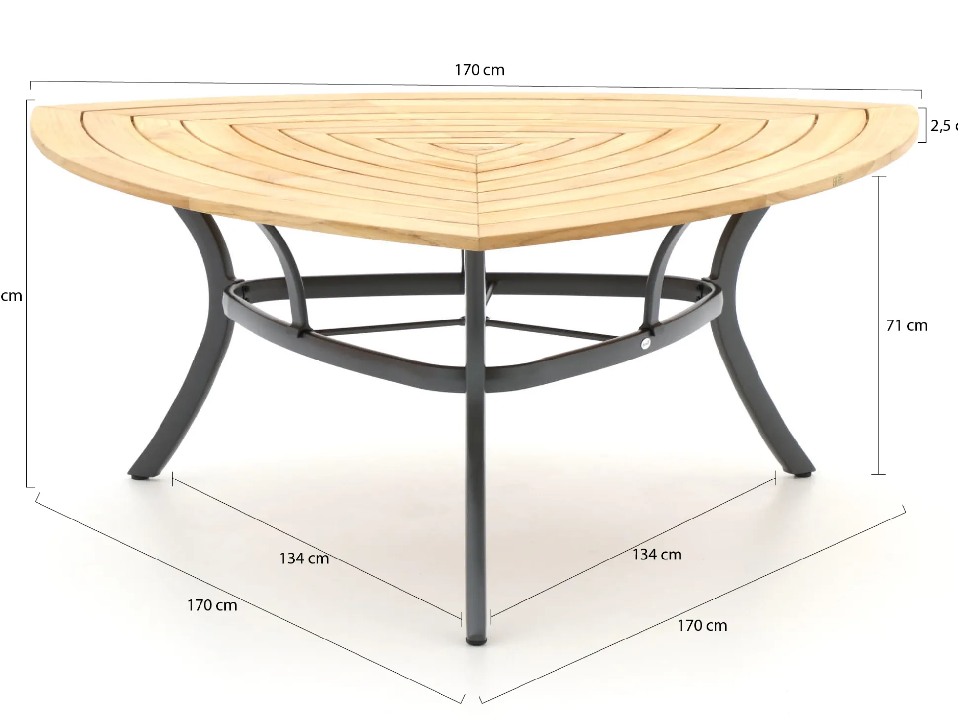 Hartman Triangular Classic dining tuintafel 170x170x170x74,5cm