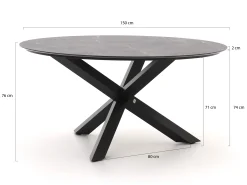 Hartman Troy/Lodola ø 150cm dining tuinset 6-delig verstelbaar