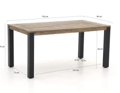 Hartman Troy/ROUGH-S 160cm dining tuinset 5-delig verstelbaar