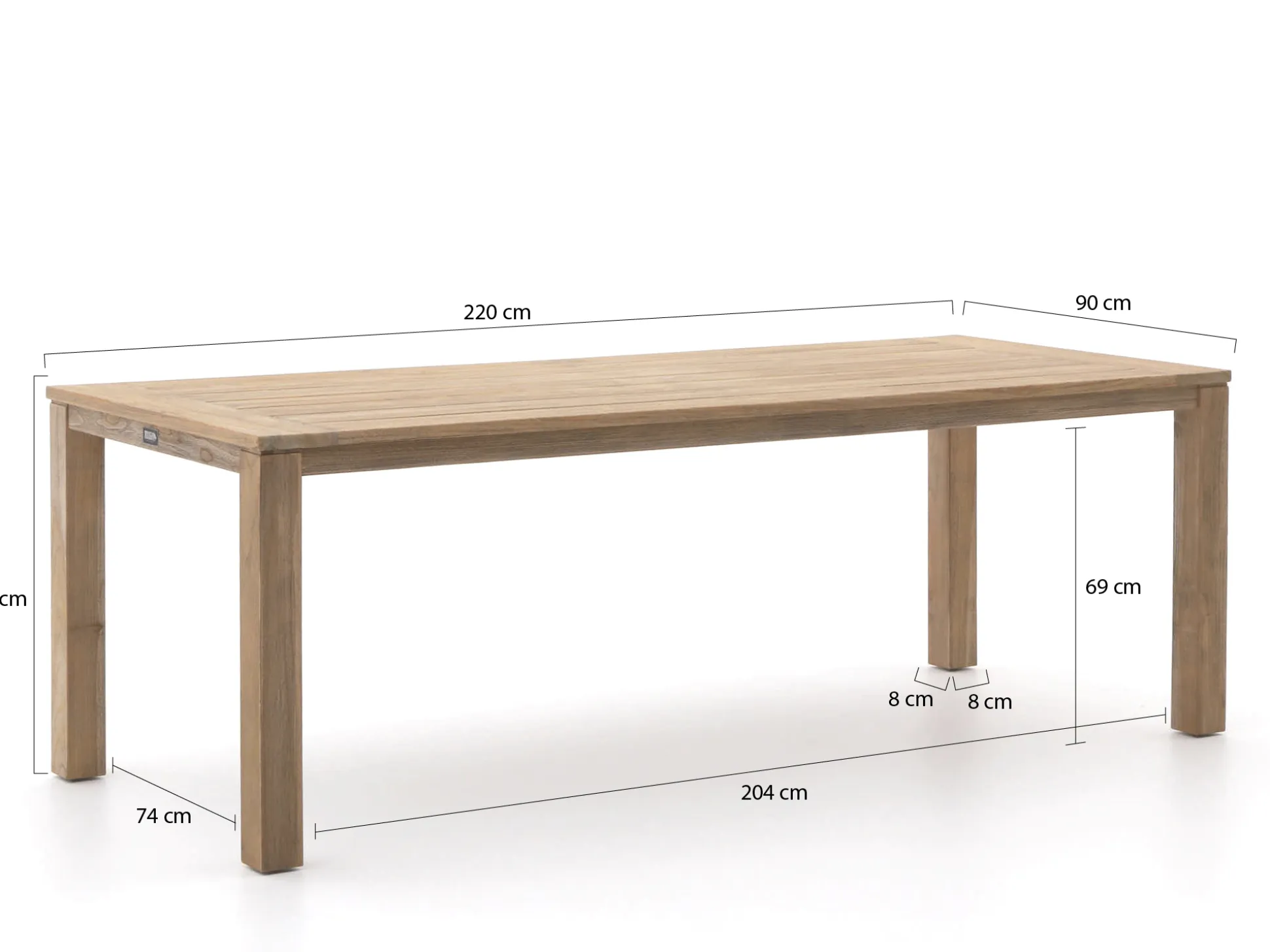 Intenso Asti/ROUGH-S 220cm dining tuinset 7-delig