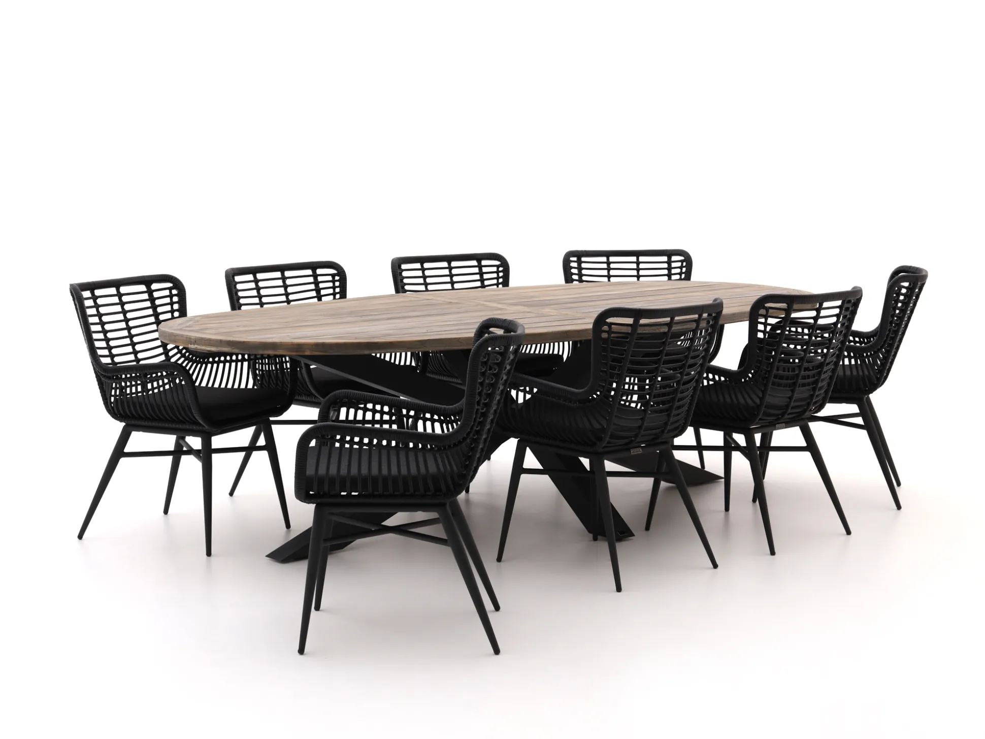 Intenso Asti/Rough-Y Ellips 280cm dining tuinset 9-delig