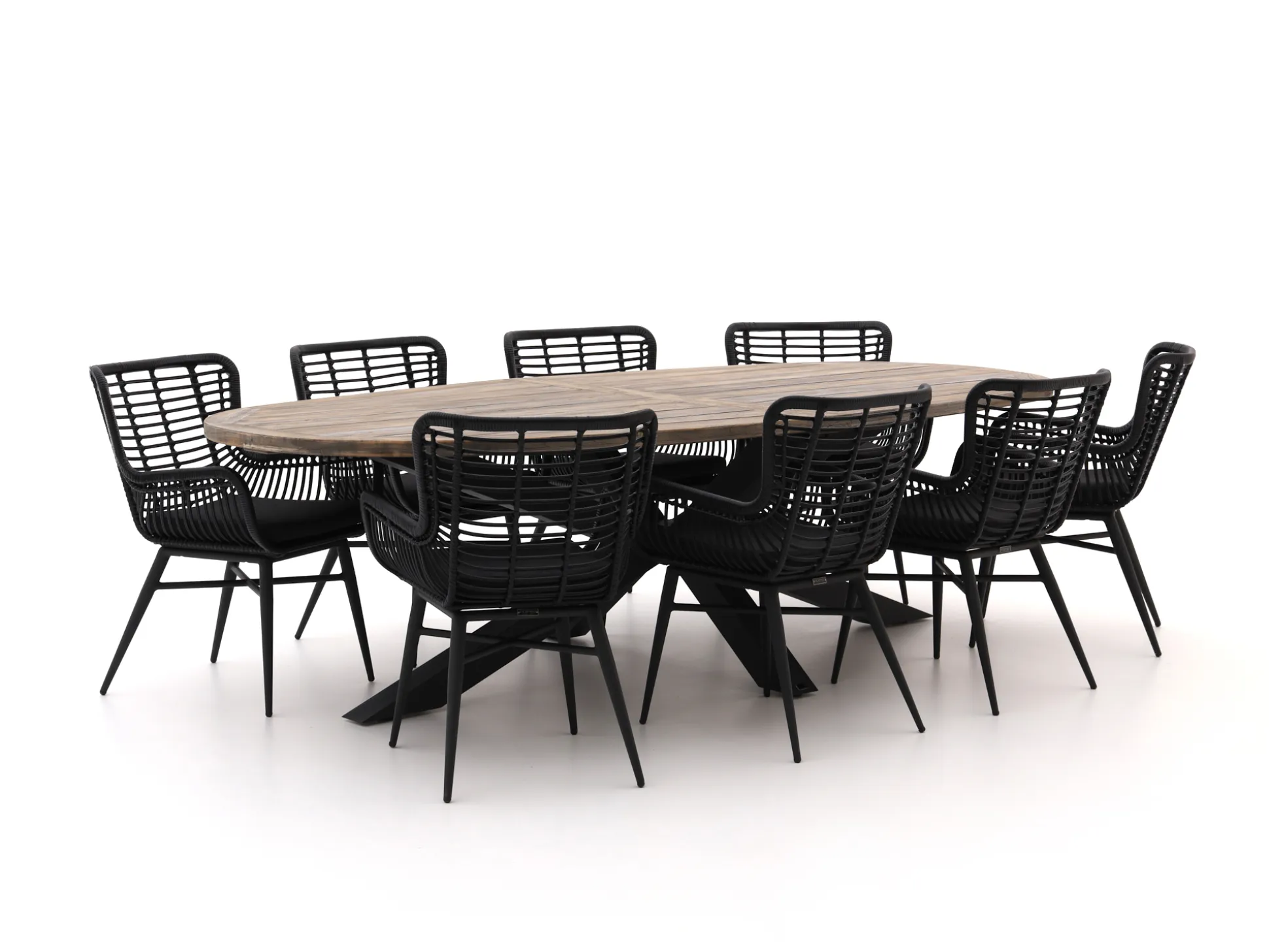 Intenso Asti/Rough-Y Ellips 280cm dining tuinset 9-delig