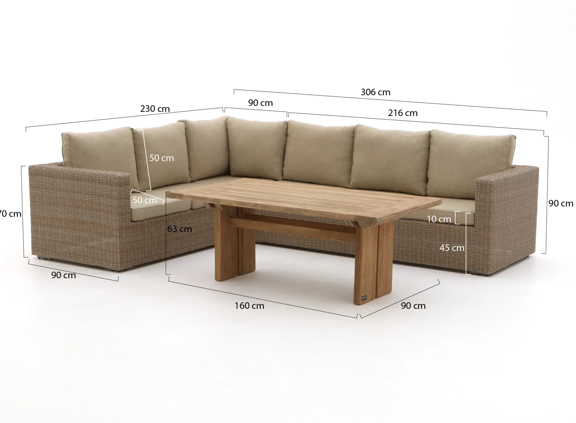 Intenso Carpino/ROUGH-L dining loungeset 3-delig links