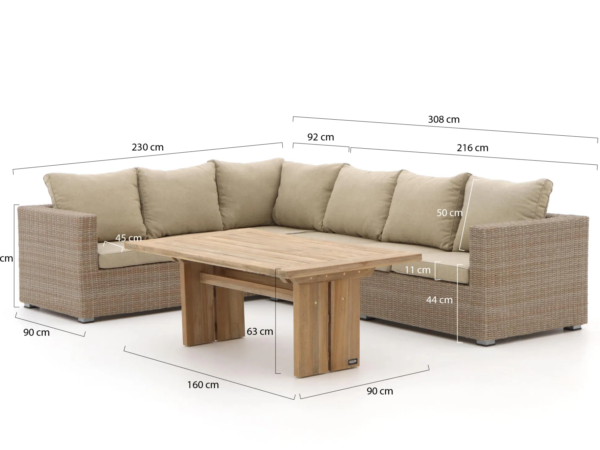 Intenso Carpino/ROUGH-L dining loungeset 3-delig links