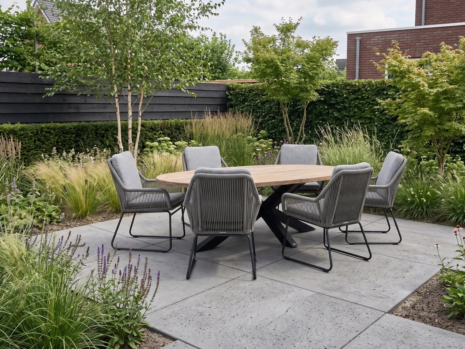 Intenso Isorella/ROUGH-Y Ellips 240cm dining tuinset 7-delig
