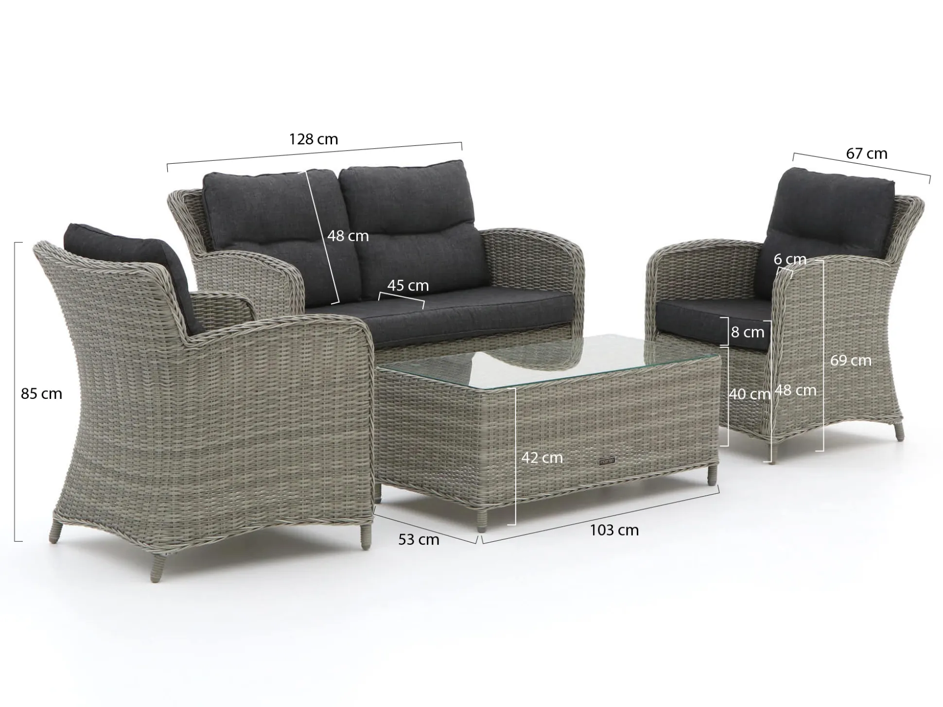 Intenso Leone/Milano stoel-bank loungeset 4-delig