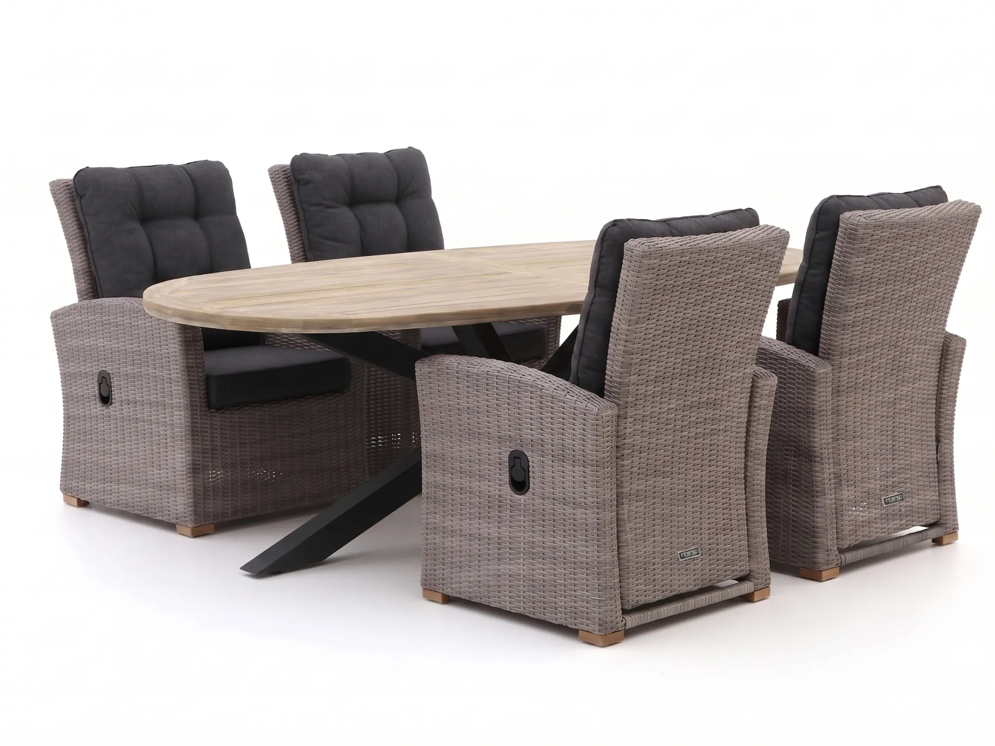 Intenso Mazzano/ROUGH-Y Ellips 200cm dining tuinset 5-delig verstelbaar
