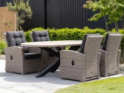 Intenso Mazzano/ROUGH-Y Ellips 200cm dining tuinset 5-delig verstelbaar