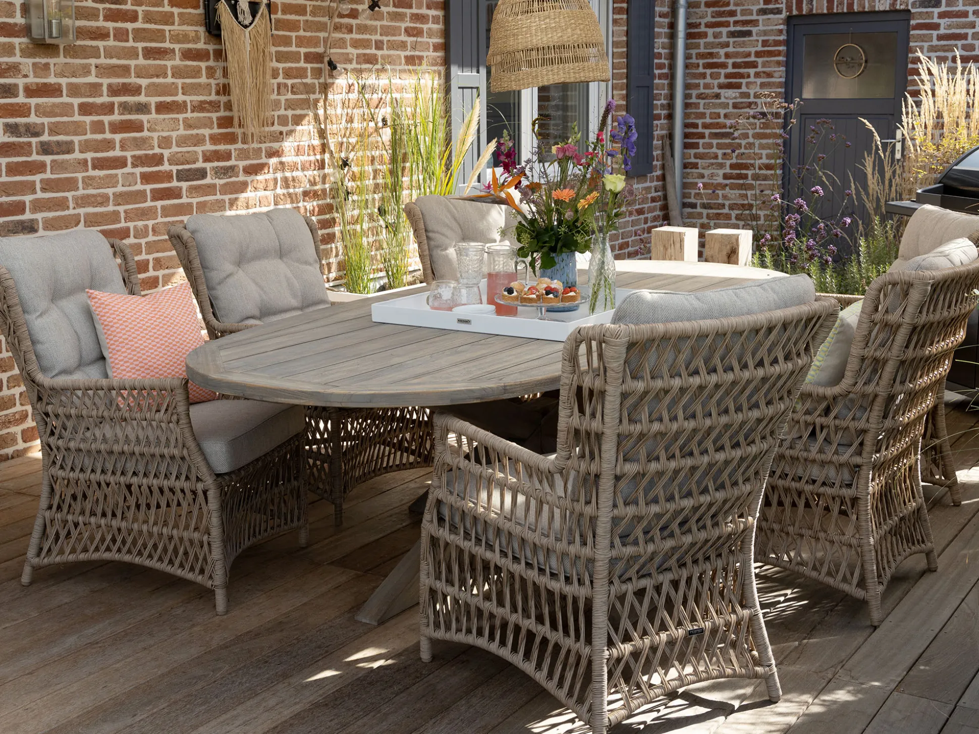 Intenso Milano/ROUGH-Y 280cm dining-lounge tuinset 7-delig