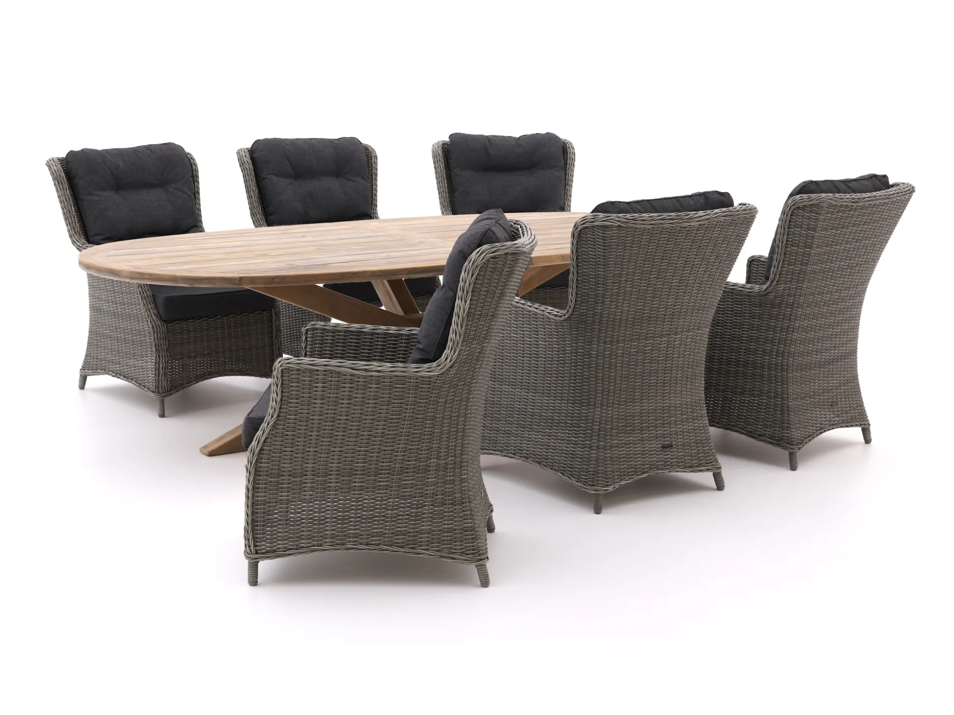 Intenso Milano/ROUGH-Y Ellips 280cm dining-lounge tuinset 7-delig