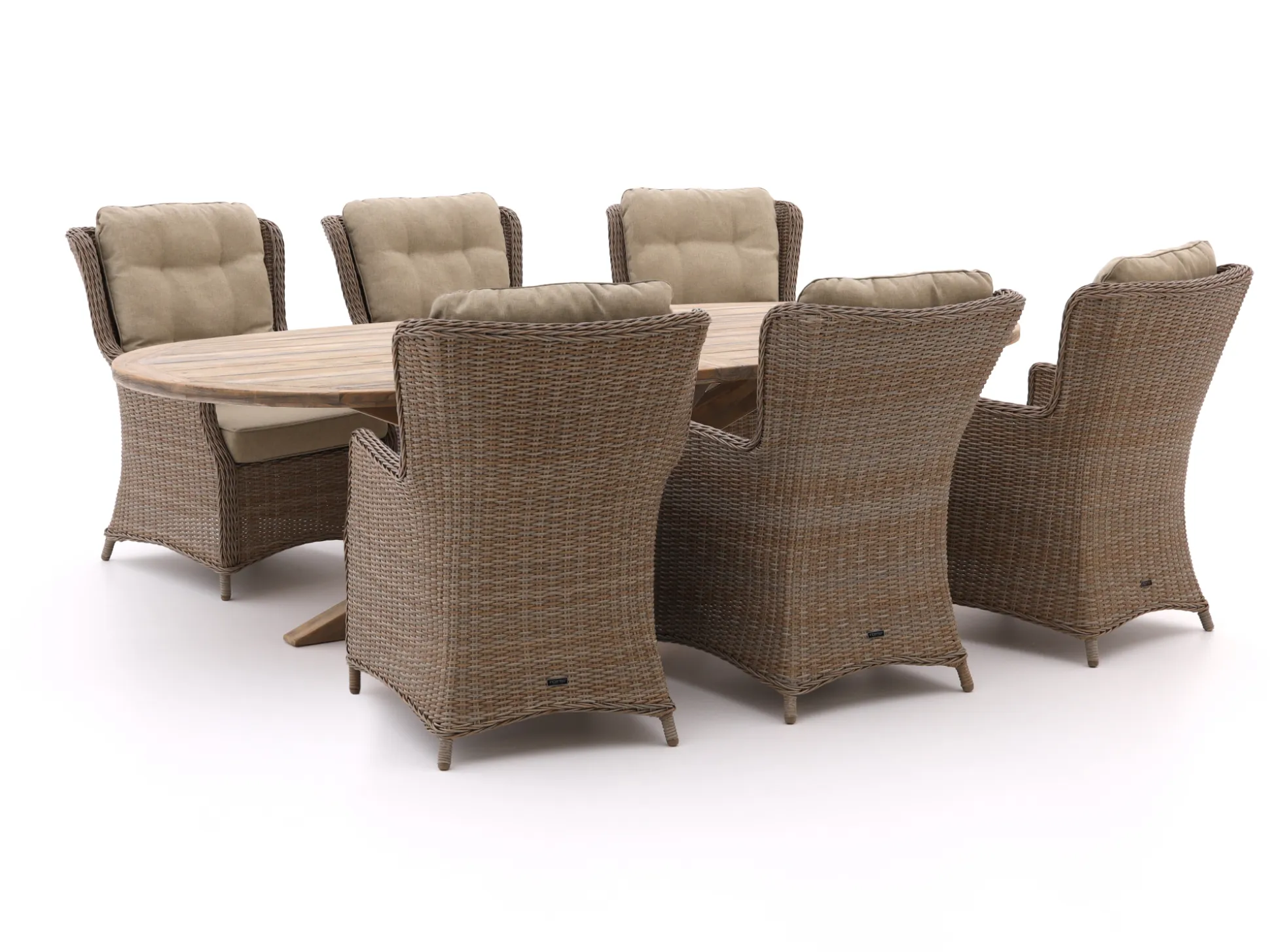 Intenso Milano/ROUGH-Y Ellips 280cm dining-lounge tuinset 7-delig