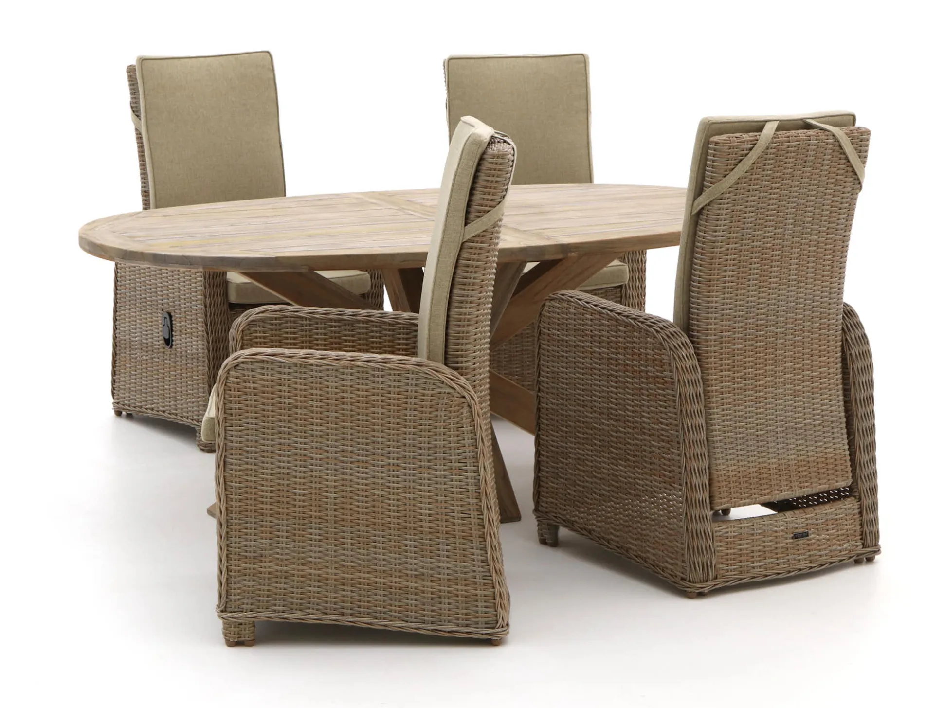 Intenso Umbria/ROUGH-Y Ellips 200cm dining tuinset 5-delig verstelbaar