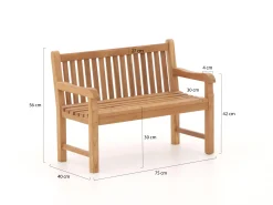 Kinder tuinbank 75x40x56cm/KiKabeer Groot 30cm wit