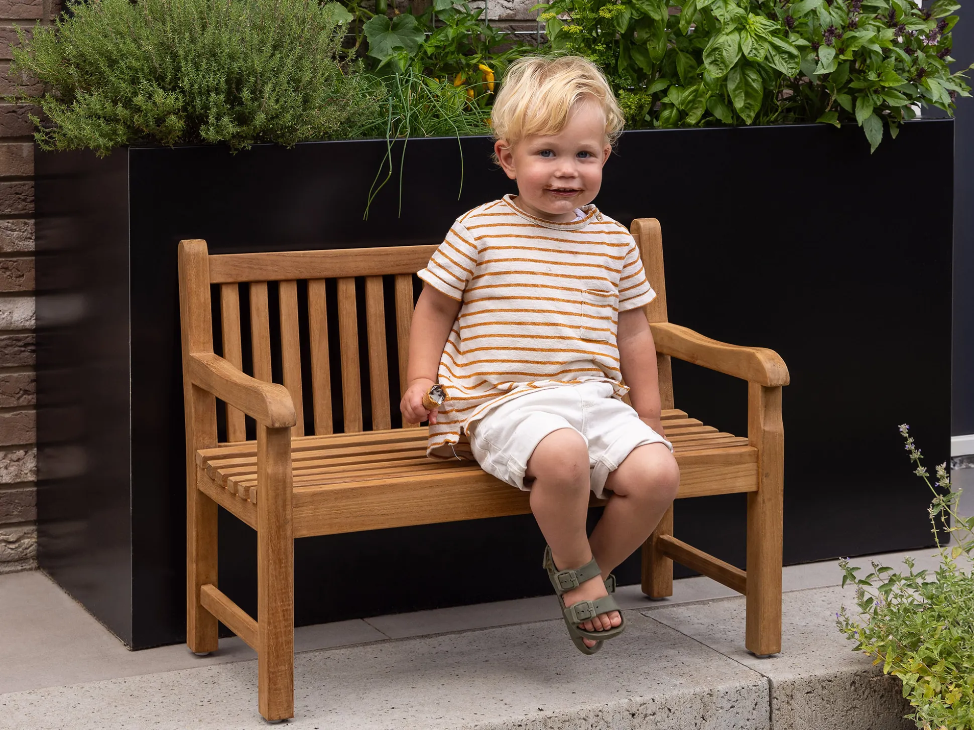 Kinder tuinbank 75x40x56cm/KiKabeer Groot 30cm wit
