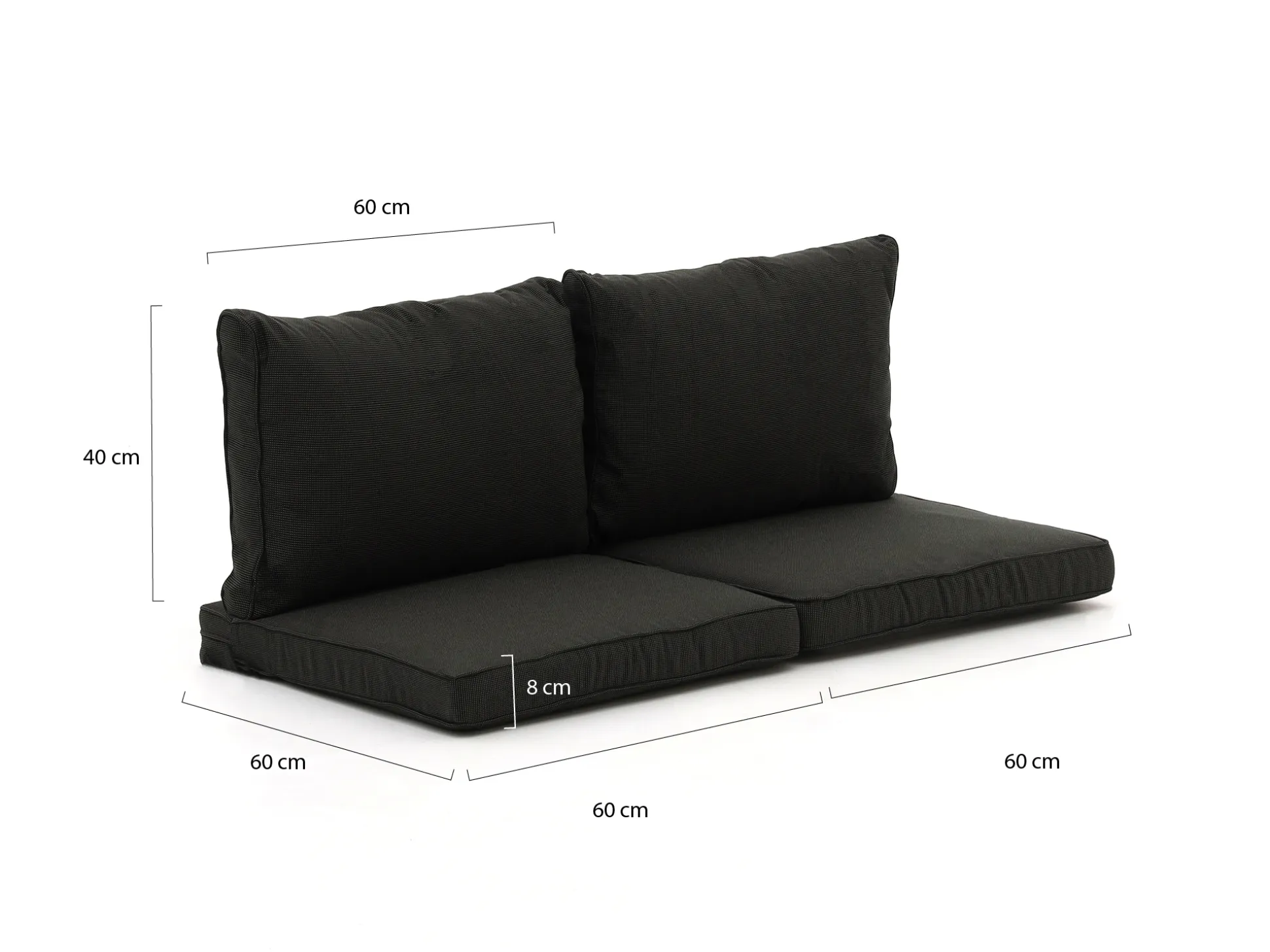 Madison loungekussenset luxe zit ca. 60x60cm rug ca. 60x40cm 4-delig